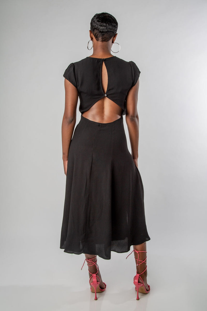 CAP SLEEVE SCOOP NECK DRESS-MISCHUN