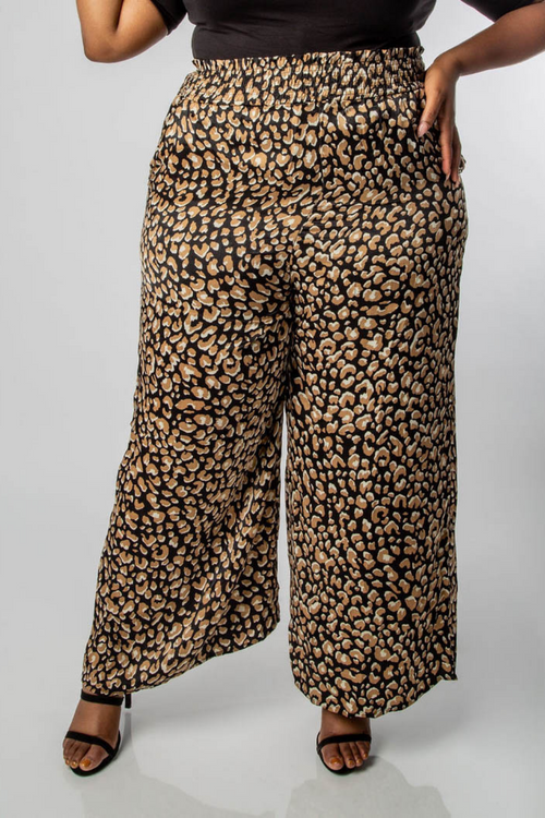 Beige Animal Print Co-ord Pants