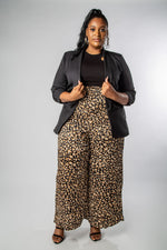 PLUS SIZE WOVEN COLLARED BLAZER-MISCHUN