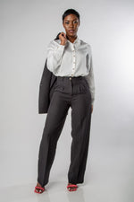 SOLID SATIN BUTTON DOWN BLOUSE-MISCHUN