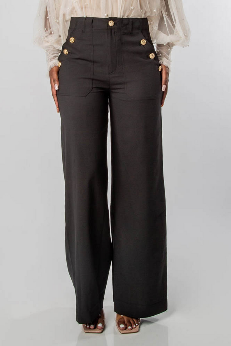 STRAIGHT-LEG HIGH-RISE PANTS in BLACK-MISCHUN